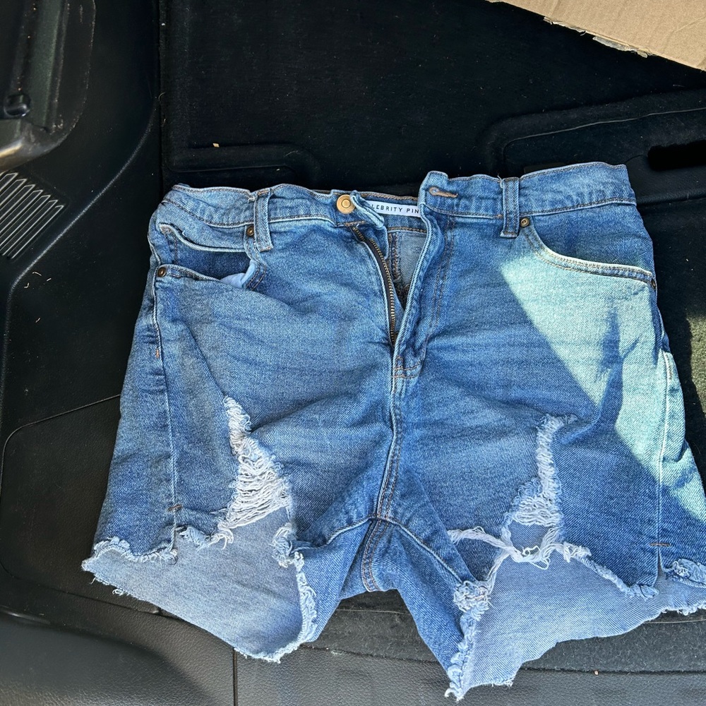 Celebrity pink jean shorts